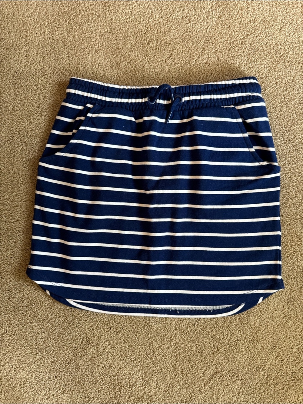 Girls Reserved Navy and White Striped Drawstring Skirt
